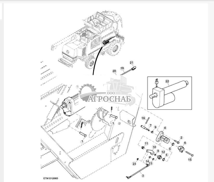 Двигатель регулировки подбарабанья и индикатор 